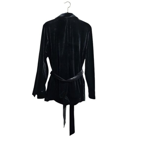 J.JILL velvet single button blazer with waist tie in black NEW size L - Picture 2 of 8